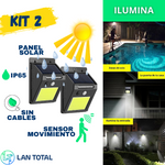 Kit 2 Lámparas Led Solar 48 COB con Sensor de Movimiento