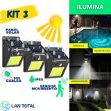 Kit 3 Lámparas Led Solar 48 COB con Sensor de Movimiento